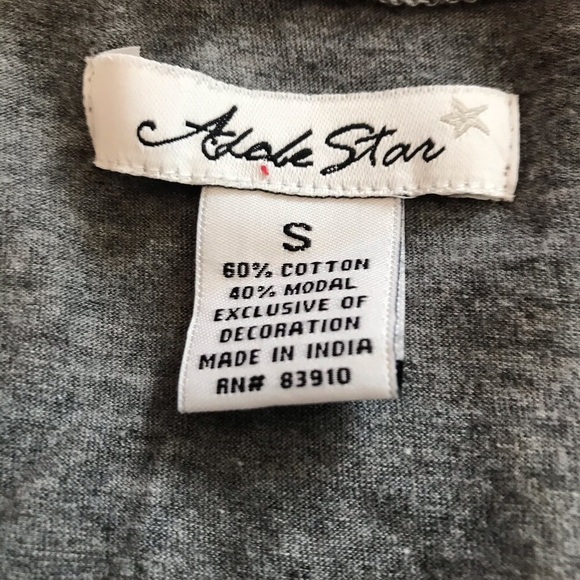 Adobe Star Gray Round Neck Top with Pink Beaded Detail - Picture 6 of 7